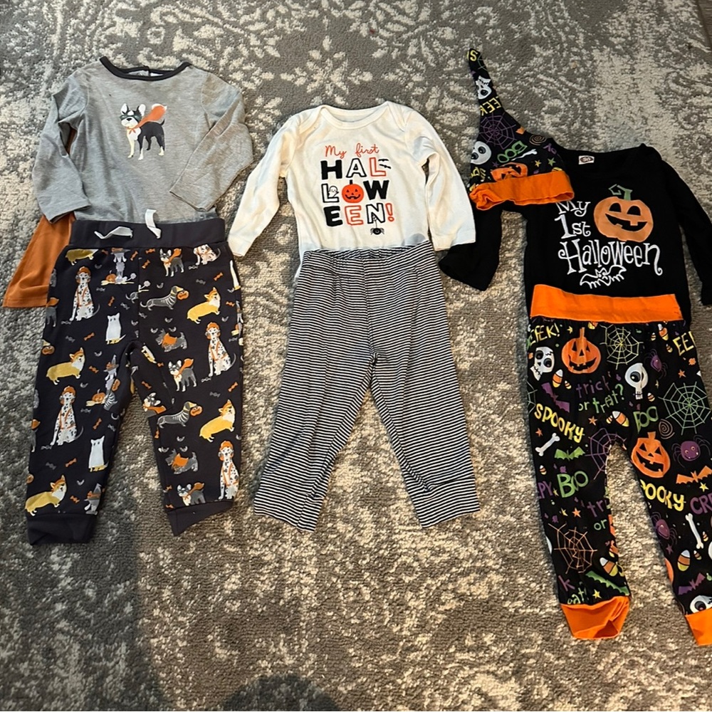 Lot of 3 infant 6-9 month Halloween Outfits, Tommy Bahama, Carter and unbranded